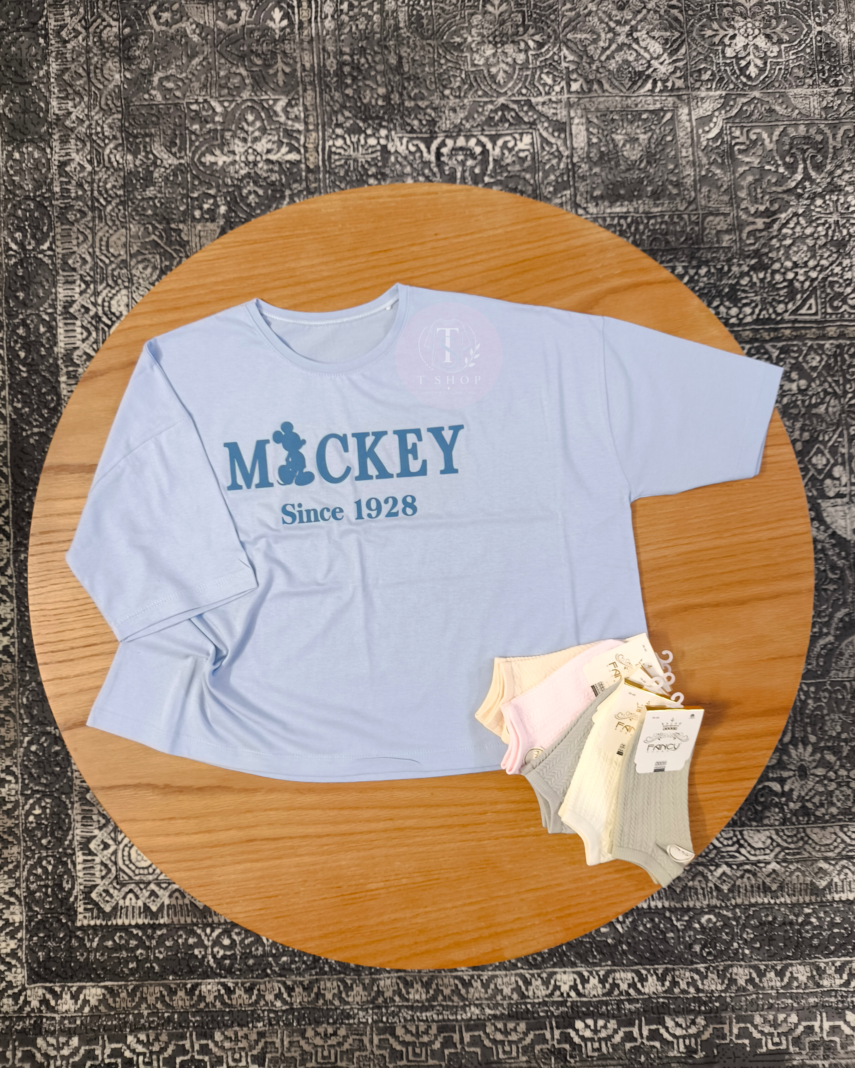 تیشرت کراپ باکسی MICKEY