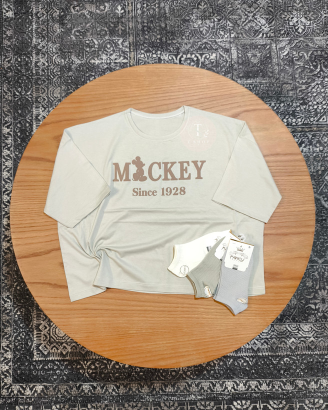 تیشرت کراپ باکسی MICKEY