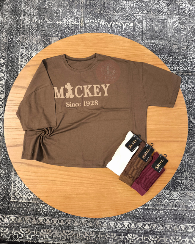 تیشرت کراپ باکسی MICKEY