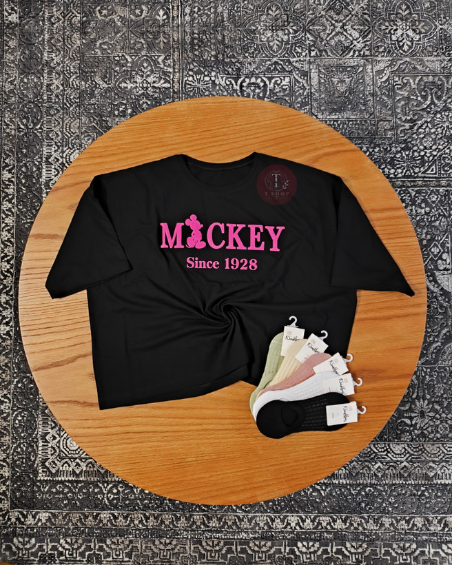 تیشرت کراپ باکسی MICKEY